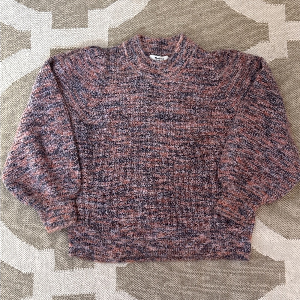 Madewell Pink and Purple Cozy Crew Neck Sweater Medium
